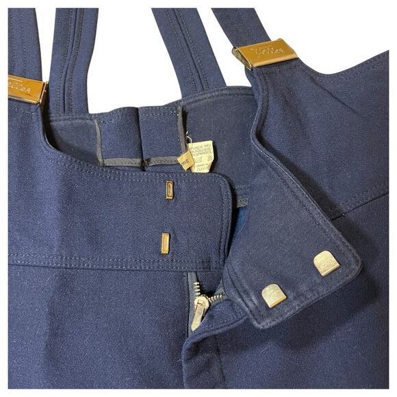 Vintage Feller Hosen Blue Wool Snow Ski Bib Overall Stir Up Pants Size 36 X-Long - Picture 8 of 11